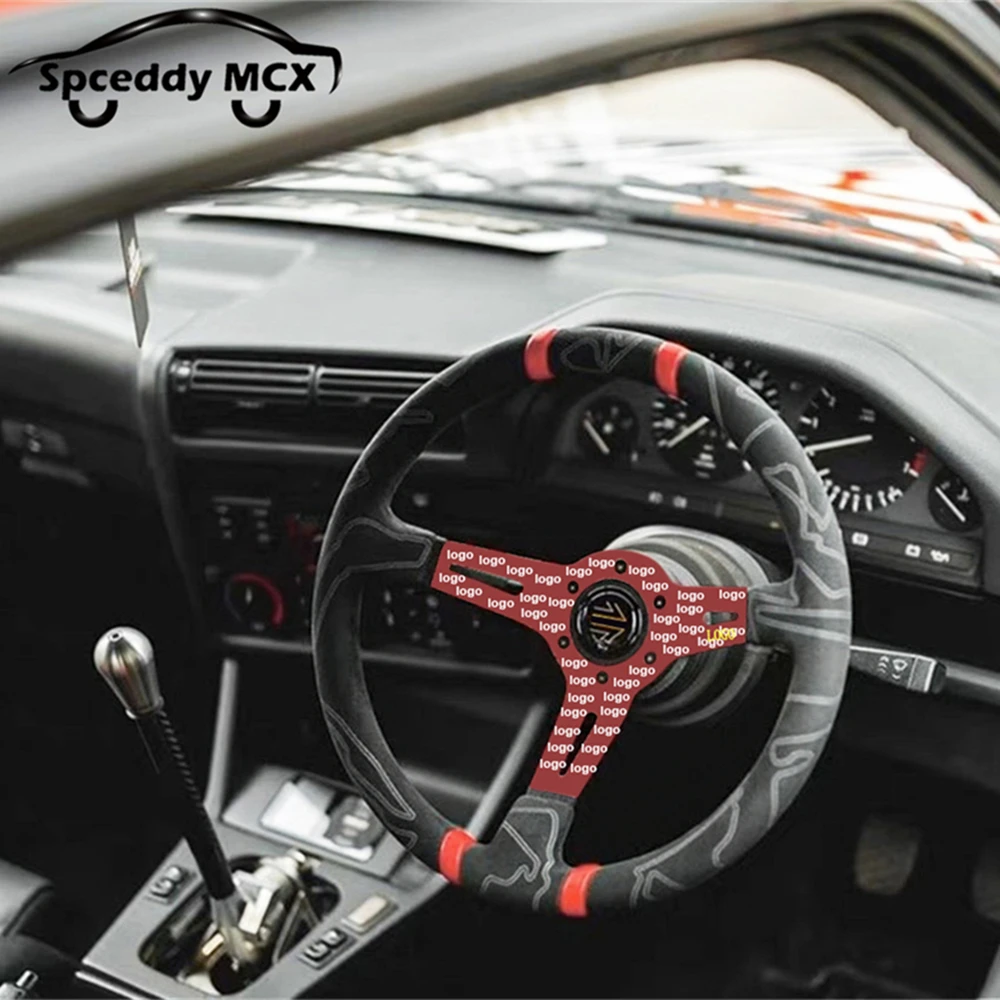 

Ультра 14-дюймовый глубокий тарелка 350 мм, гоночный руль JDM, замшевая кожа, граффити, наклейка, руль, синий, красный, черный, желтый, фиолетовый