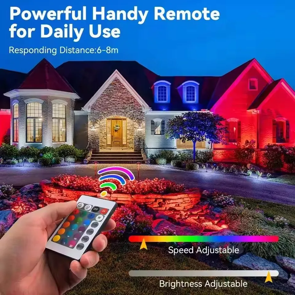 RGB LED الكاشف الإضاءة في الهواء الطلق 220 فولت IP66 مقاوم للماء متعدد الألوان مصابيح الأضواء إضاءة المناظر الطبيعية 30 واط 50 واط 100 واط مع جهاز التحكم عن بعد #4
