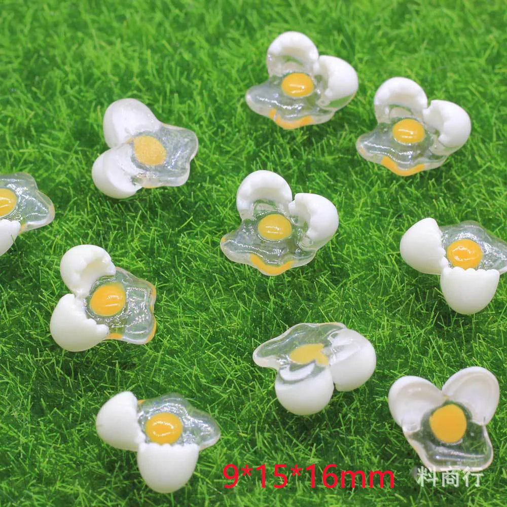 10Pcs SImulation Fried Egg Flatback Resin Cabochon Mini Fake Food Scrapbooking Phone Deco DIY Fridge Magnet accessories