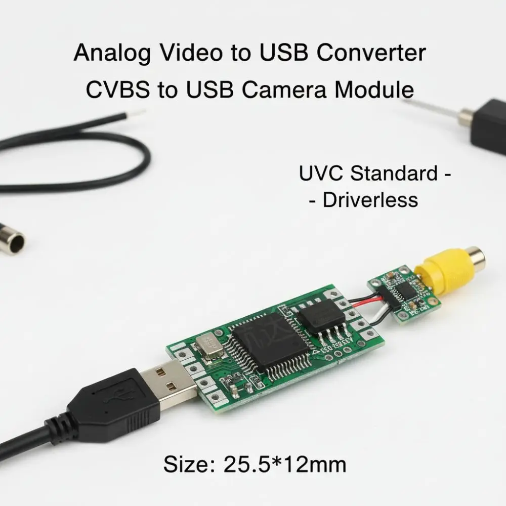 CVBS to USB Video Signal Converter 1080P Versatile Analog to Digital Converter Low Latency Camera Module Converter 6