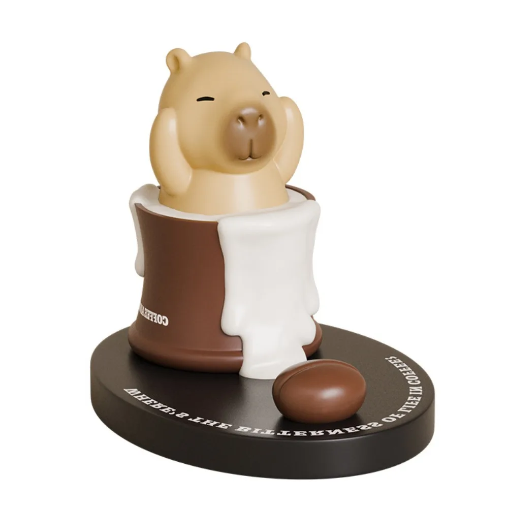 

Coffee Cup Capybara Phone Holder Animal Figurines Desk Decor Capybara Mobile Phone Stand Cartoon Cute Capybra Model