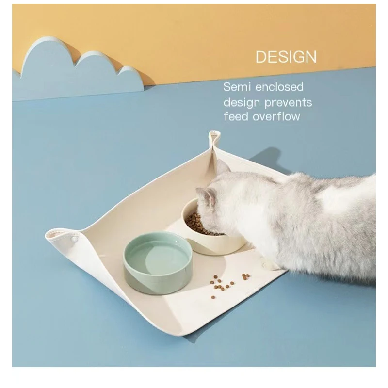 

Spill proof food mat Pet cat bowl mat Waterproof oil proof PU leather cat bowl Dog bowl Non slip mat Size of food mat