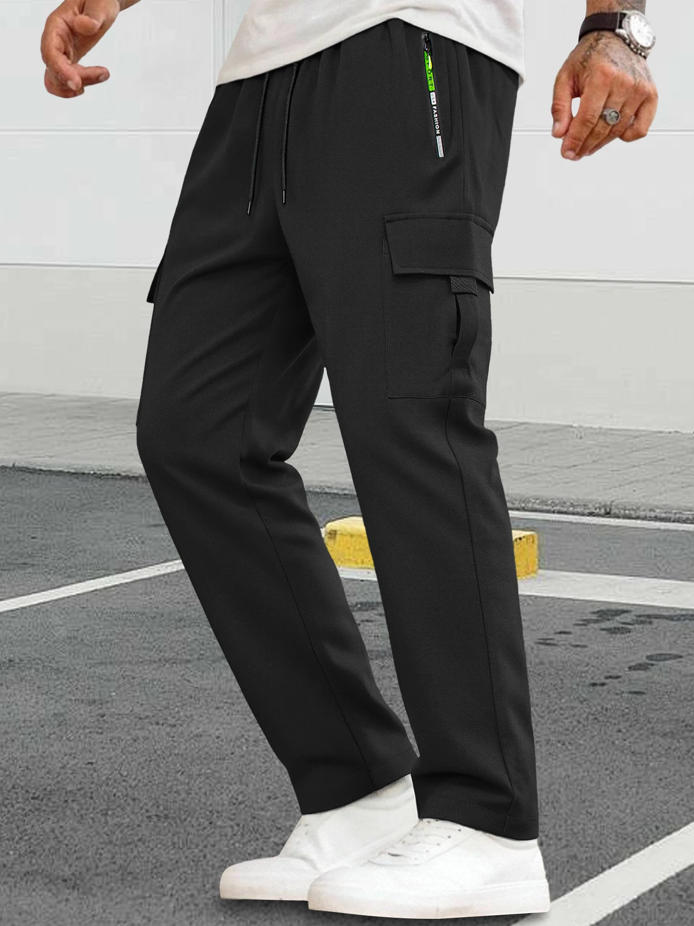

Men's Autumn Functional Workwear Pants, Loose Straight-Leg Casual Pants, Single Piece, with Drawstring Waistband and Side Pocket Design, Suitable for Outdoor Hiking, Sports, Fitness, and Daily Commuting