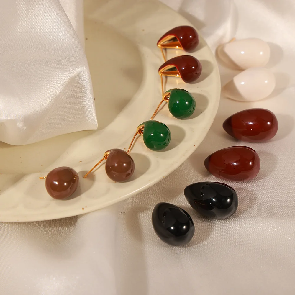 Drip Glaze Color Enamel Round Hollow Stereoscopic Ball Hoop Earrings 2024 Spring New Women Retro Party Earrings