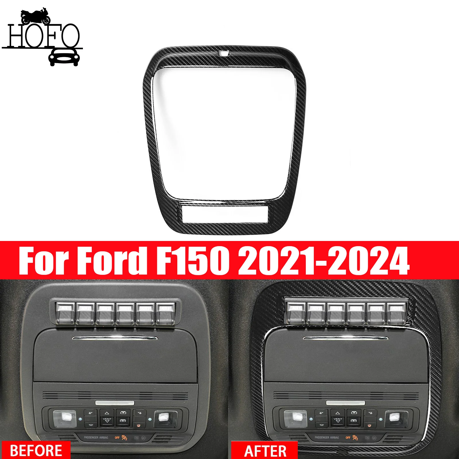 For Ford F-150 Raptor Limited 2021-24 Carbon Fiber Roof Reading Light Lamp Cover