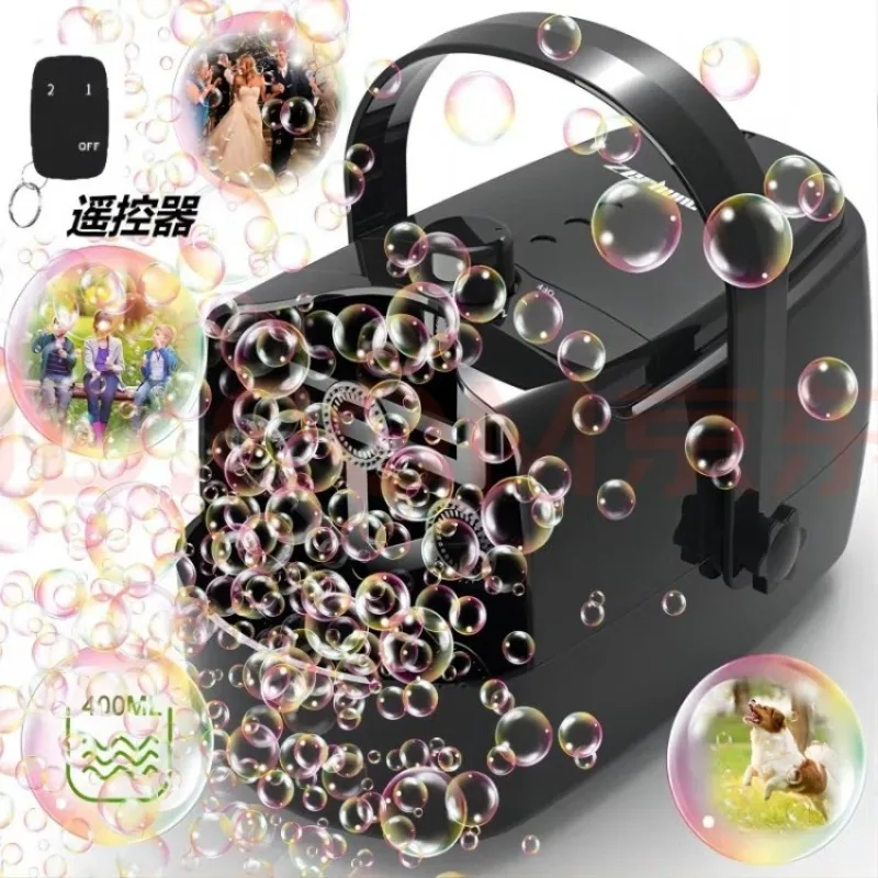 Long-Range Remote Control Bubble Machine - Silent Auto 2-Speed Bubble Blower for Outdoor Weddings and Kids Foaming Machine JT40