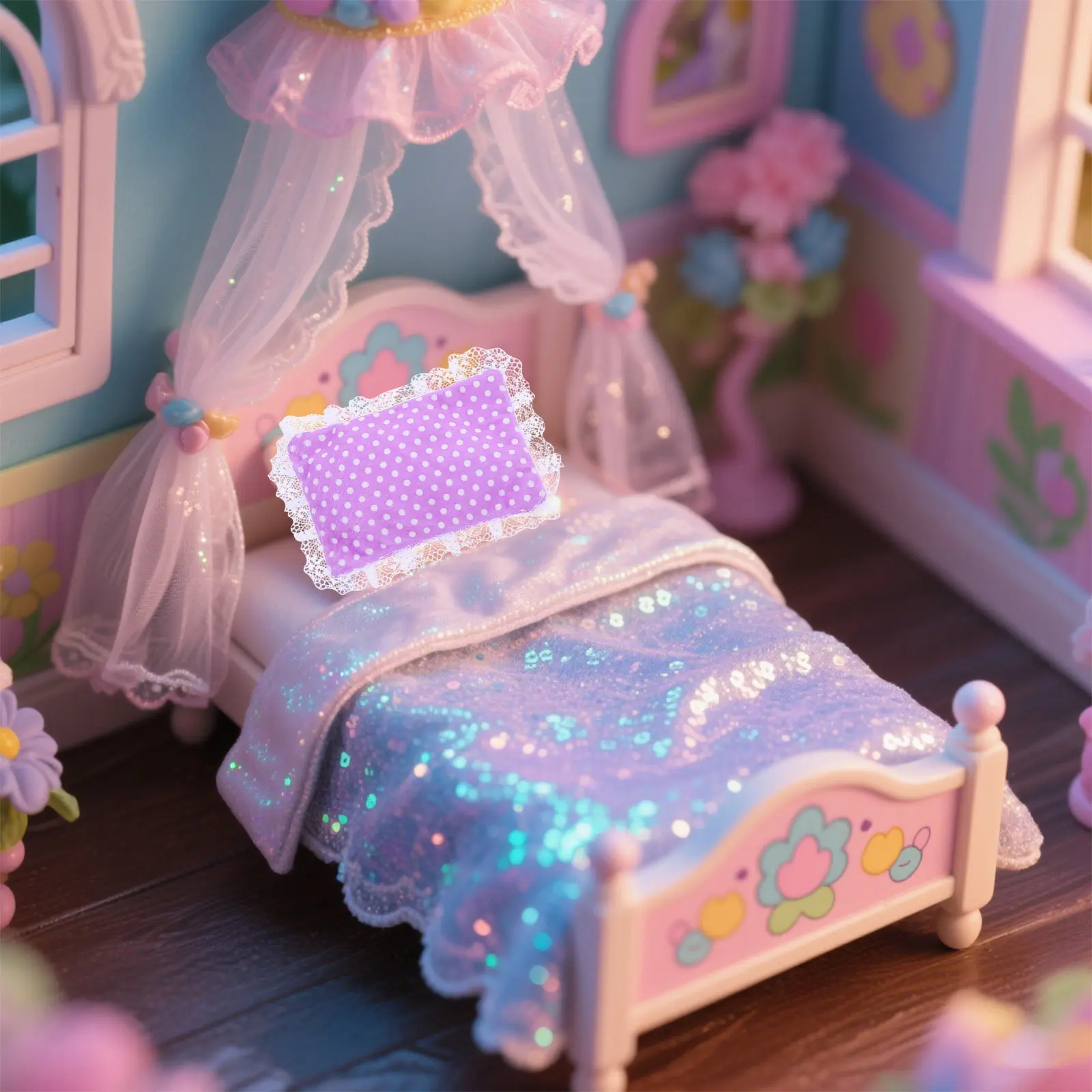 

1Set Miniature Dollhouse Bedding Kit with Sheet Quilt and Pillows for Home Style Decor Miniature Dollhouse Bed