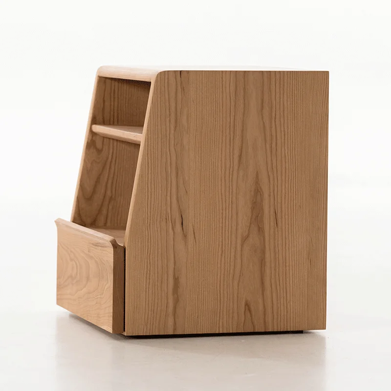 LTT bedside table Solid wood furniture Cherry log Nordic style Original simple wabi sabi bedside table
