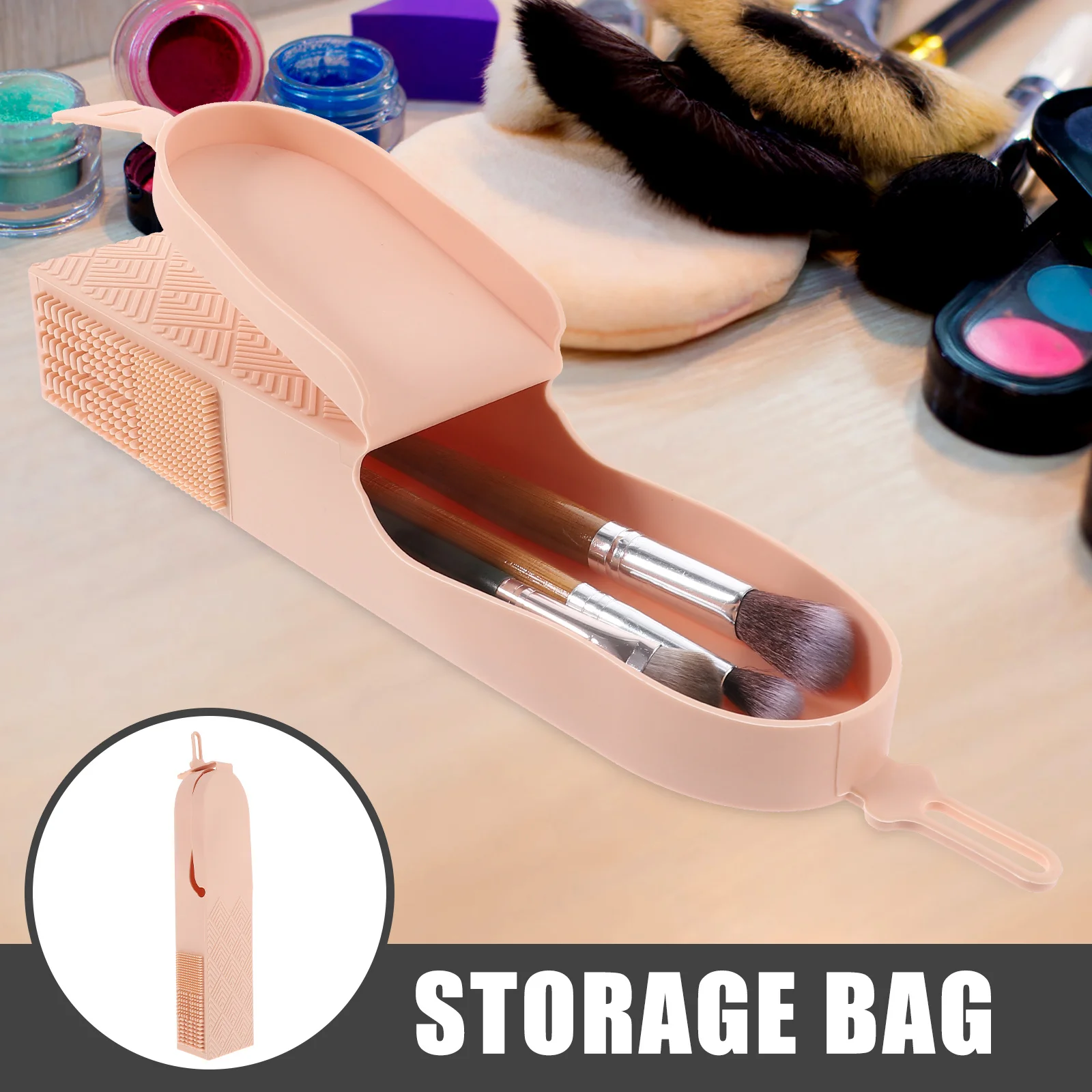 

Lightweight Silicone Makeup Brush Holder Compact Travel Makeup Brush Storage Organizer Case Portable Tool Pouch