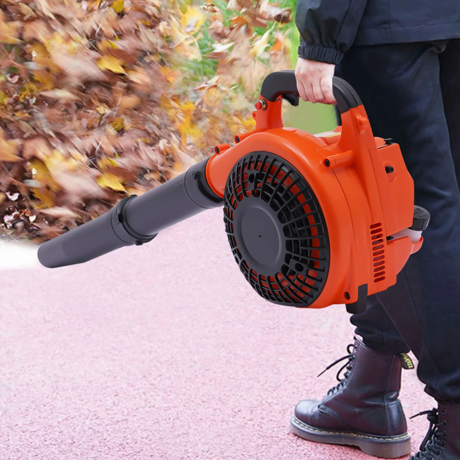 

Orange Handheld Aluminum Gas Blower,2-stroke Engine Leaf Blower 25*22.2*31cm Hand Pull Start for Urban Snow Removal