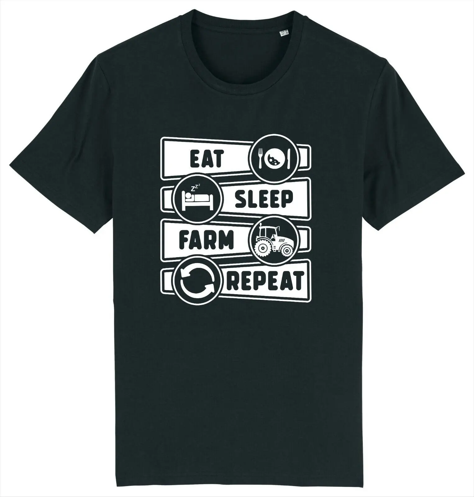 Men's Summer Fashion Casual Short-sleeved Shirt  Eat Sleep Farm Plough Farmer Tractor Funny Farming T-shirt