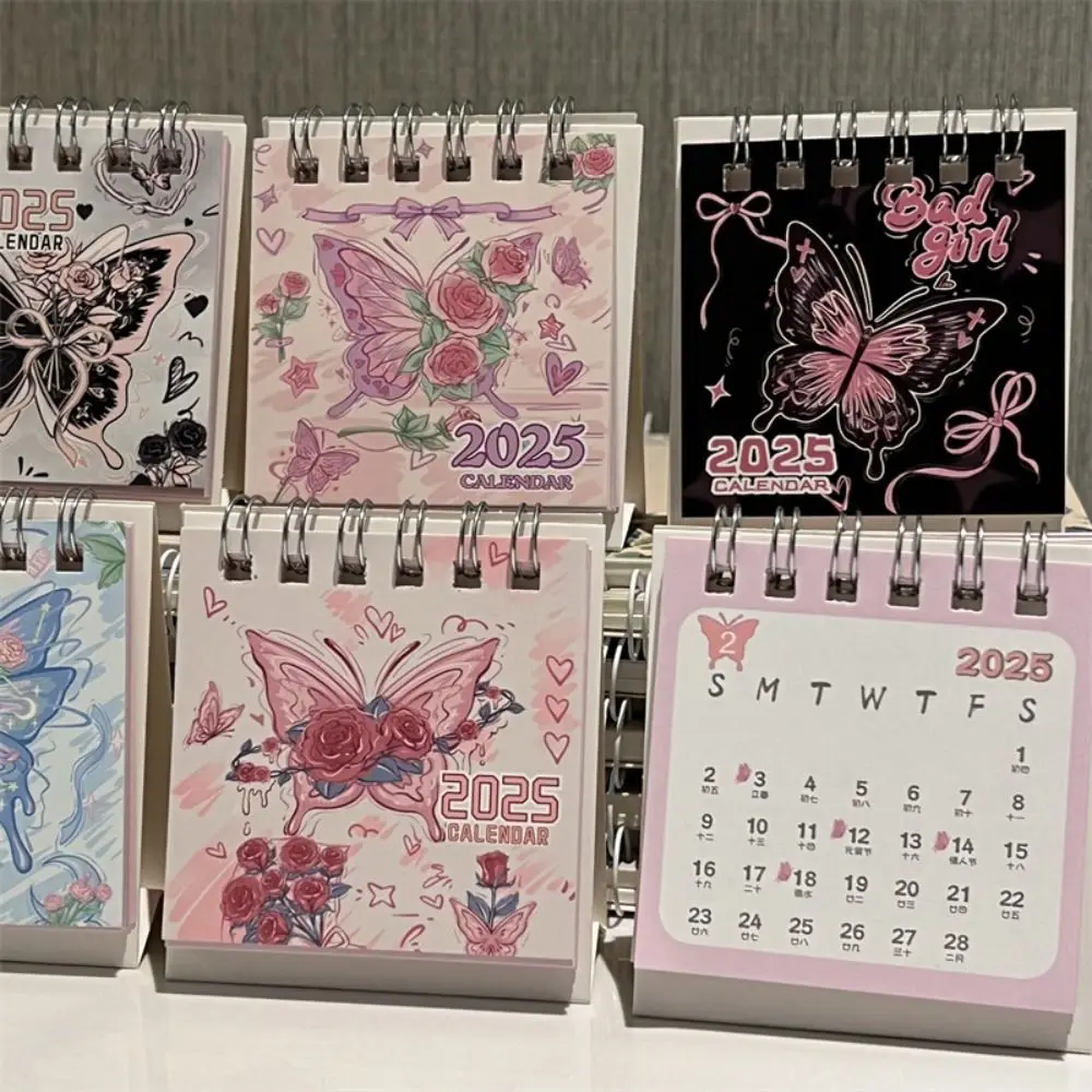 Cute Butterfly 2025 Calendar Standing Flip Mini Monthly Calendar Itinerary Note Home