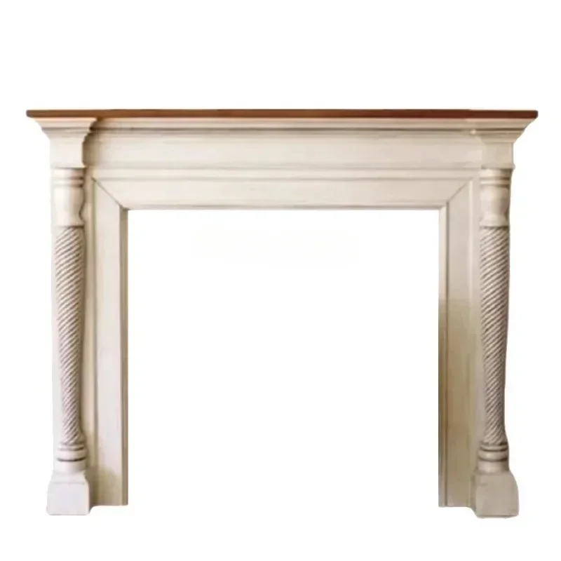 cqyFrench retro solid wood mantel custom old heater living room independent electronic simulation fire