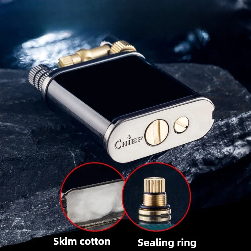 2 in 1 Cool Lighter Oil Permanent Match Antique Luxury Vintage Style Refillable Lighters for Fire Cigarette Candle Kitchen