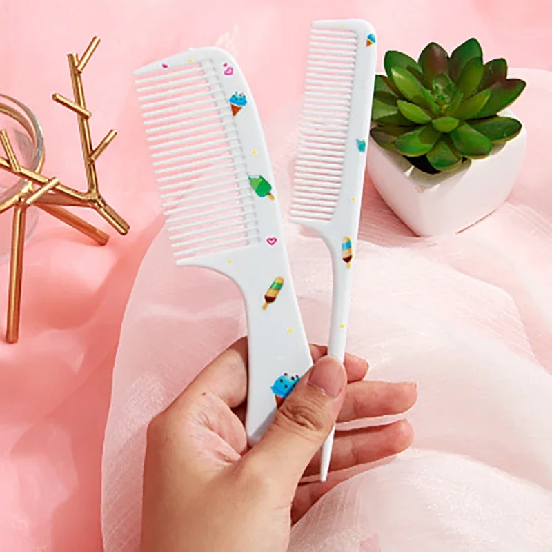 2Pcs Kids Cute Cartoon Makeup Hair Brush Comb for Baby Anti-static Pointed Tail Hairbrush Health Care Tools Women Girls Gift