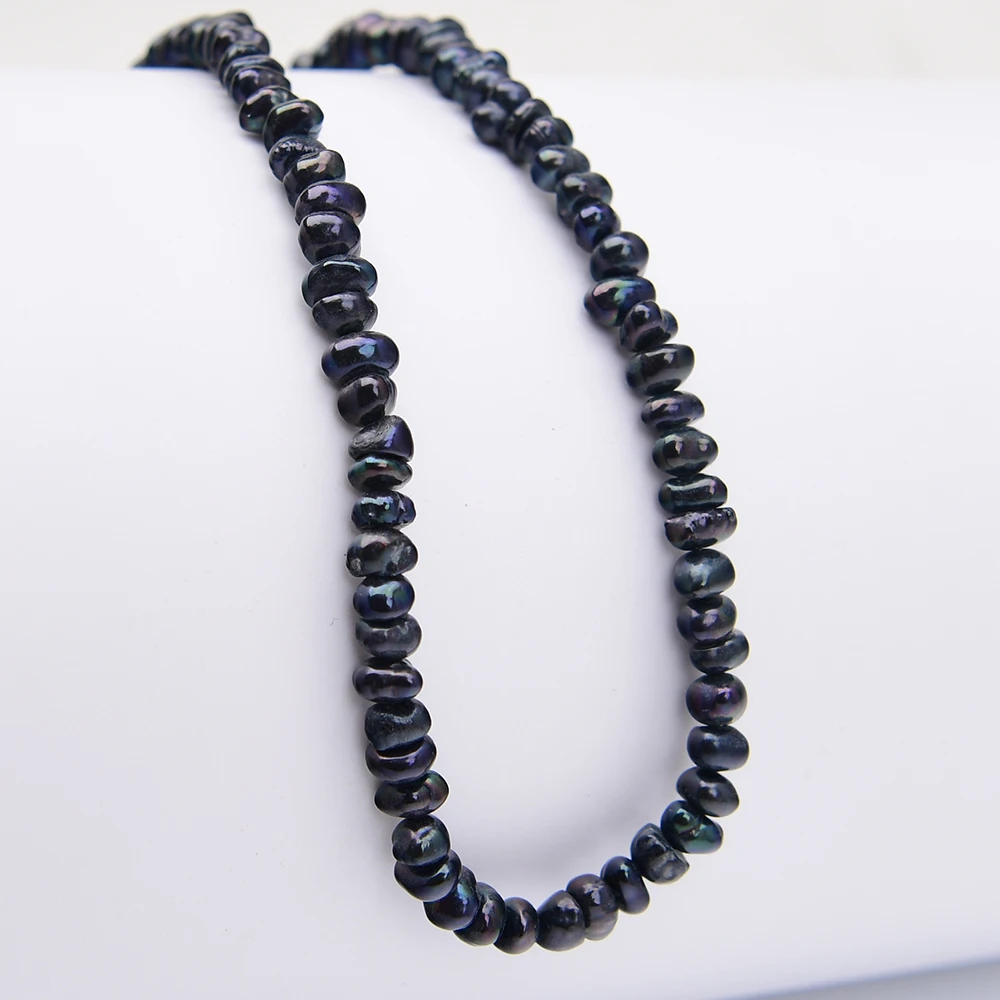 APDGG 10 Strands Freshwater Cultured Black Button Keshi Pearl Loose Beads 14.5'' view 6