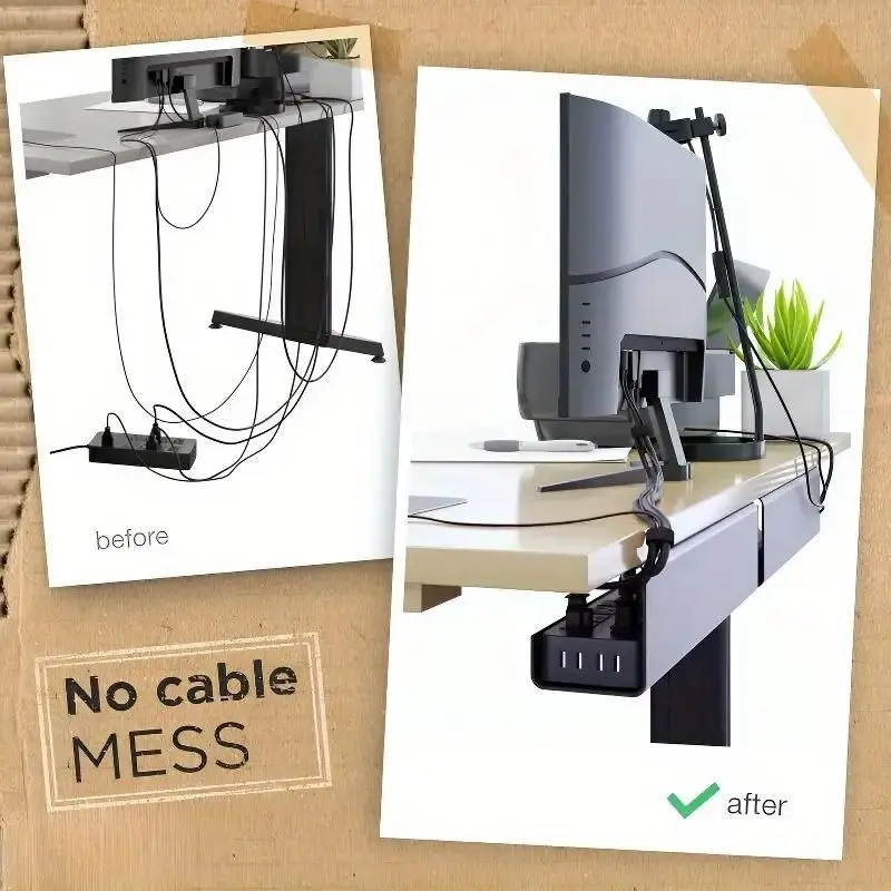 40cm Punch Free Cable Organizer Under Desk PVC Wire Storage Holder Wall Mounted - view 4