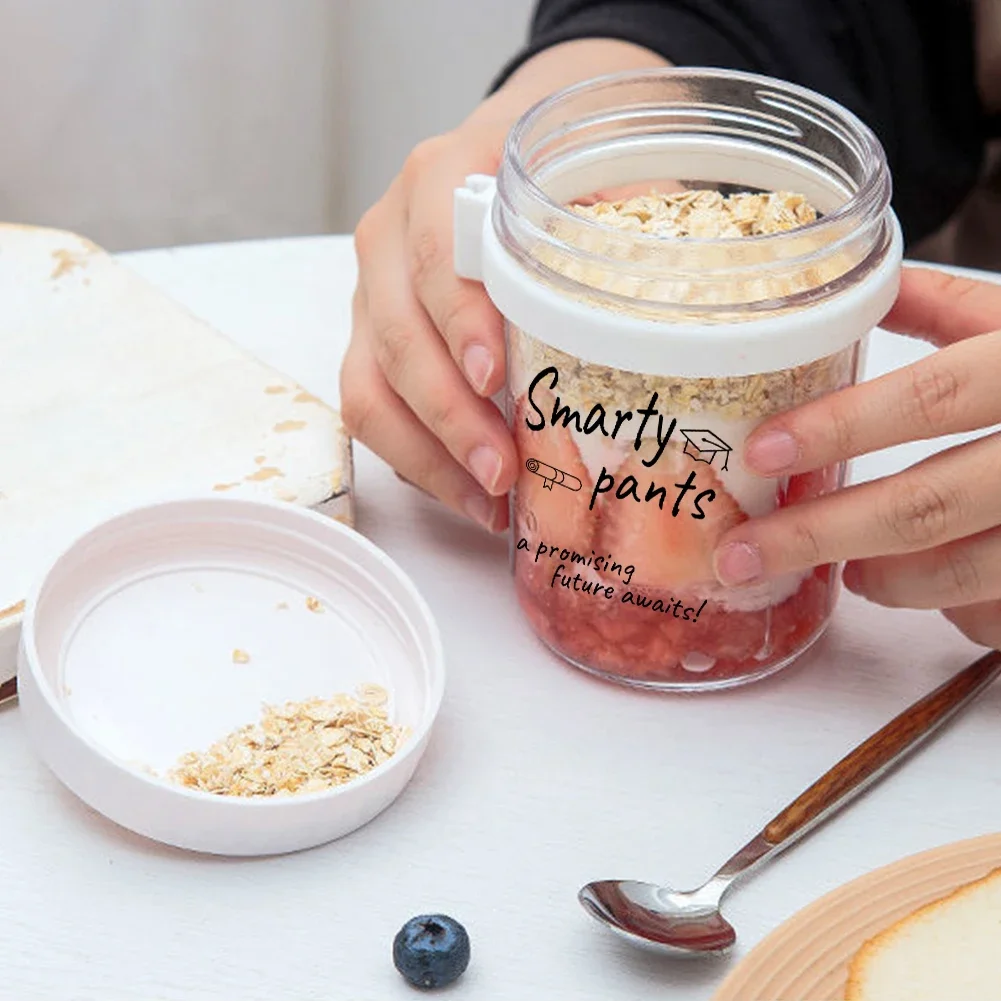 Overnight Oats Container with Lid and Spoon Canning Jars 12 Oz Milk Cereal Fruit Oatmeal Jars Portable Cereal and Milk Container