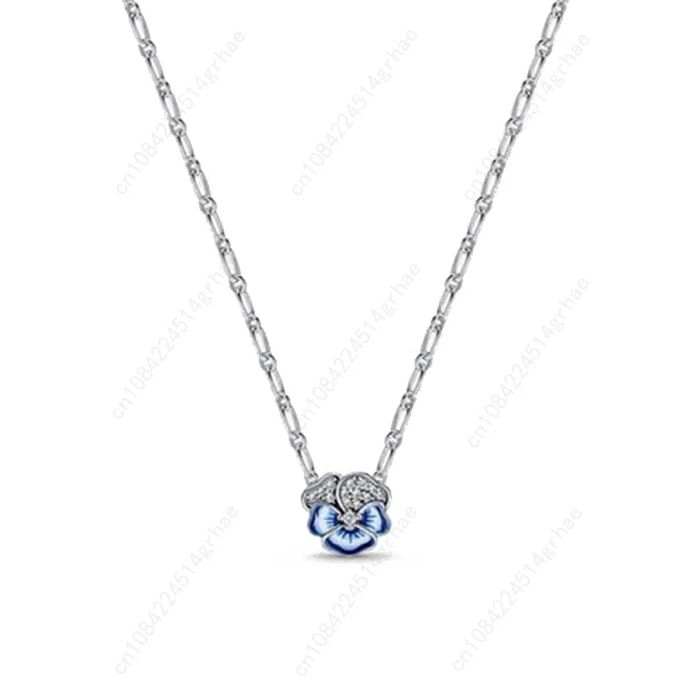 2026 الأوروبية الجديدة 925 الفضة ، القوس الوردي ، القلب الأحمر ، قلادة الزهور ، مناسبة لمهرجان المرأة هدايا مجوهرات رائعة #4