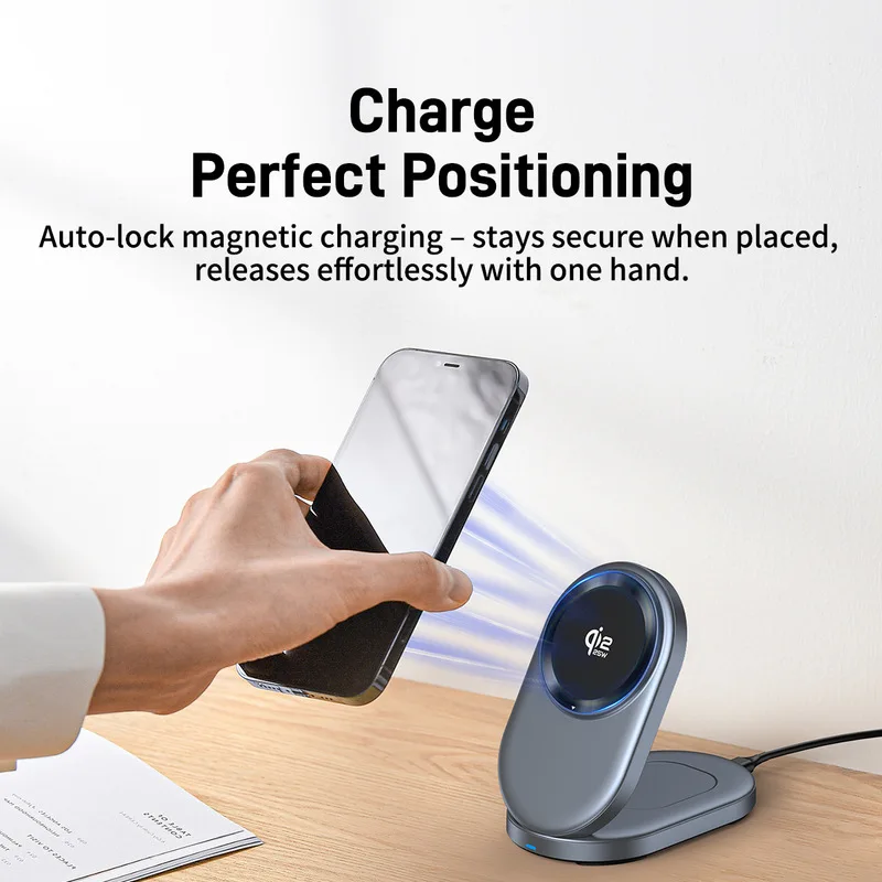 Ultra Foldable Storage Magnetic 25W Qi2.2 Wireless Charger Stand for iPhone 17/16/15/14 Vertical Super Fast Charging Desk Mounts