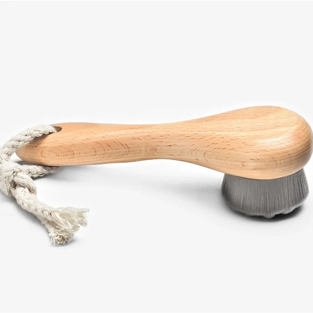 Gezichtsreinigingsborstel voor diepe poriënreiniging Handleiding Spa Exfoliërende lange houten handgreep Gezichtsborstel Mee-eter Acne Huidverzorgingstool