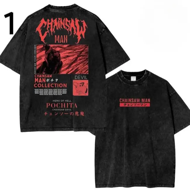 

Рубашка с аниме из фильма «Человек бензопилы» Denji X Reze Devil Arc. Промытая футболка с рисунком, унисекс, хлопок, винтажный круглый вырез