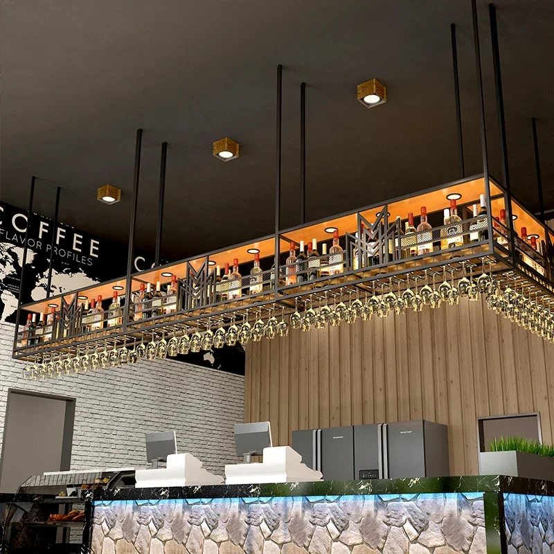 

Hanging Liquor Kitchen Wine Cabinet Bar Display Shelf Inverted Buffet Wine Rack Drink Commercial Retail Wijn Kast Home Furniture