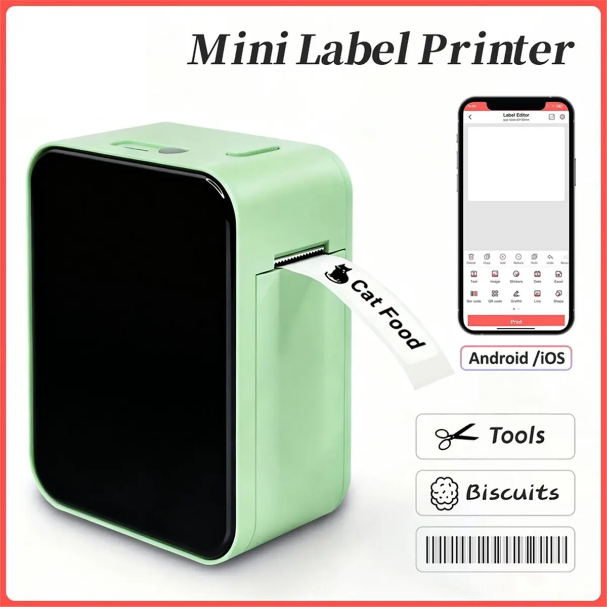 Superdeal*GO Mini Label Printer Portable Thermal Bluetooth Adhesive Paper Printer Stickers Maker Inkless Tag Labeling Machine
