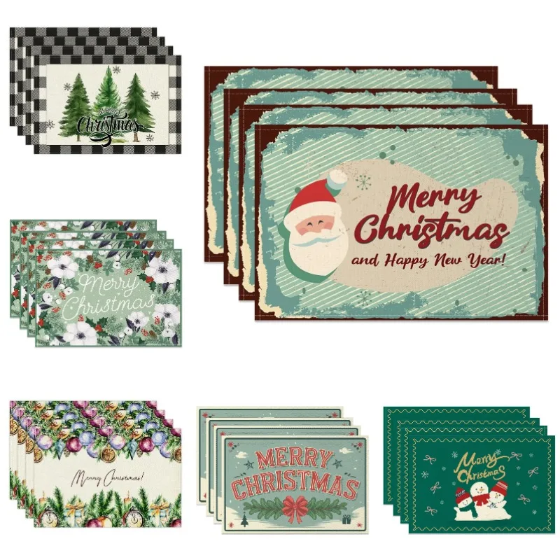 

Рождественский коврик для столовых приборов с Рождеством, зеленый коврик для стола с принтом, Рождественская вечеринка, новогодний изоляционный коврик для стола, украшение для дома