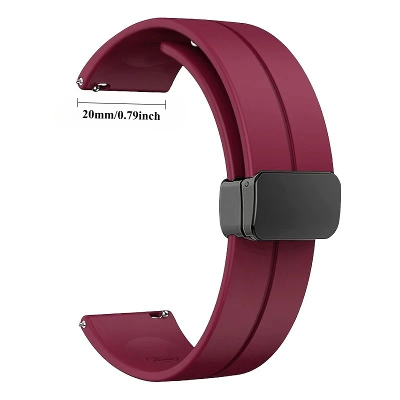 ينطبق 20MM التقليدية ووتش حزام عالمي سيليكون المغناطيسي للطي مشبك ووتش استبدال حزام حزام الميكانيكية