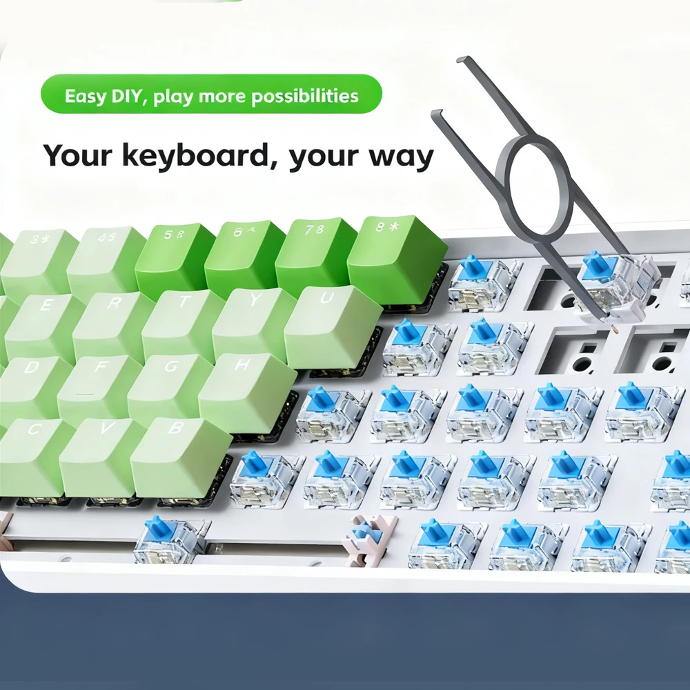 68 teclas teclado mecânico tri-mode com fio/2.4g/bluetooth teclado sem fio rgb teclado para jogos teclado ergonômico