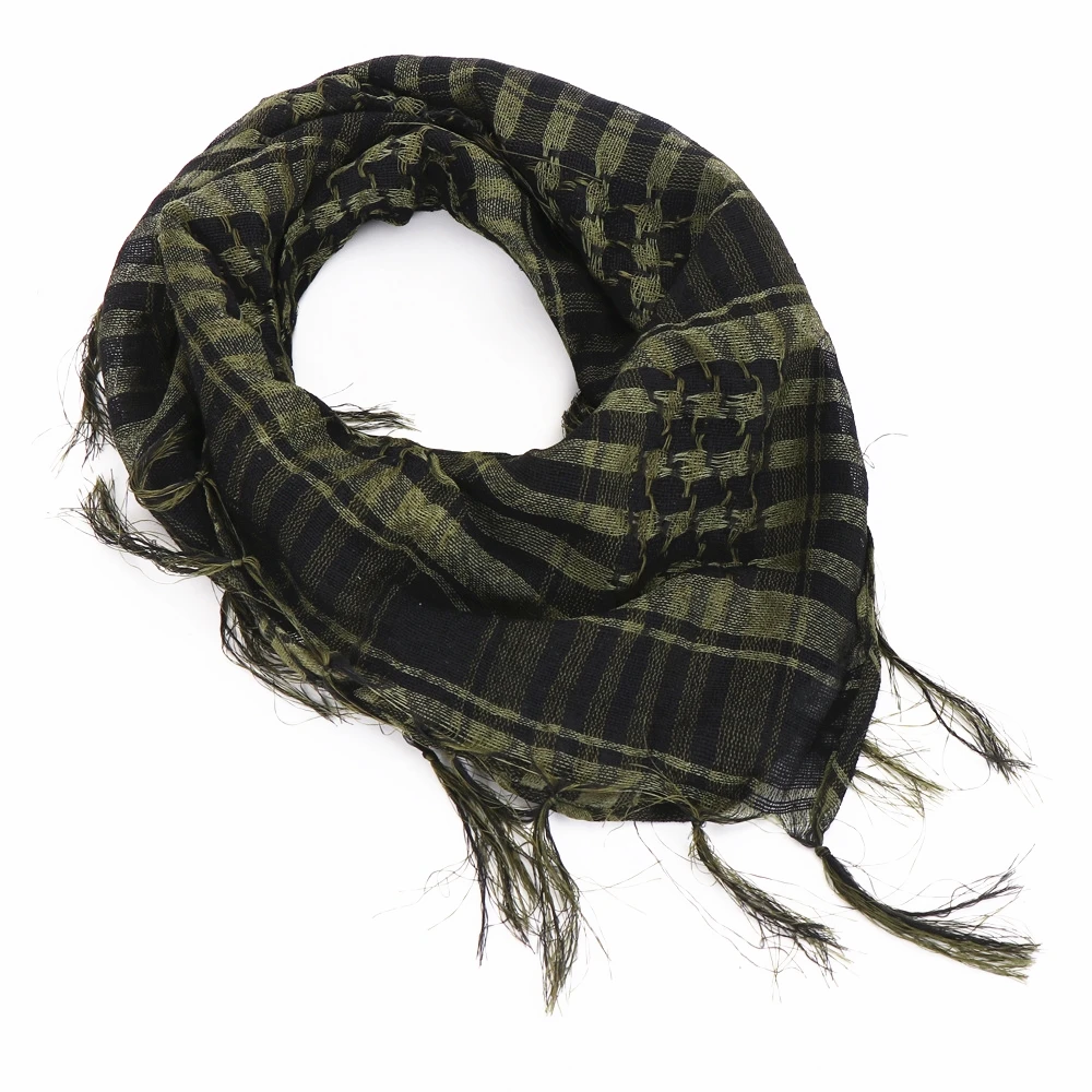 Unisex Lightweight Plaid Fringed Arabian Desert Scarf Soft Tactical Scarf Men Ladies Turban Shawl Airsoft Pain