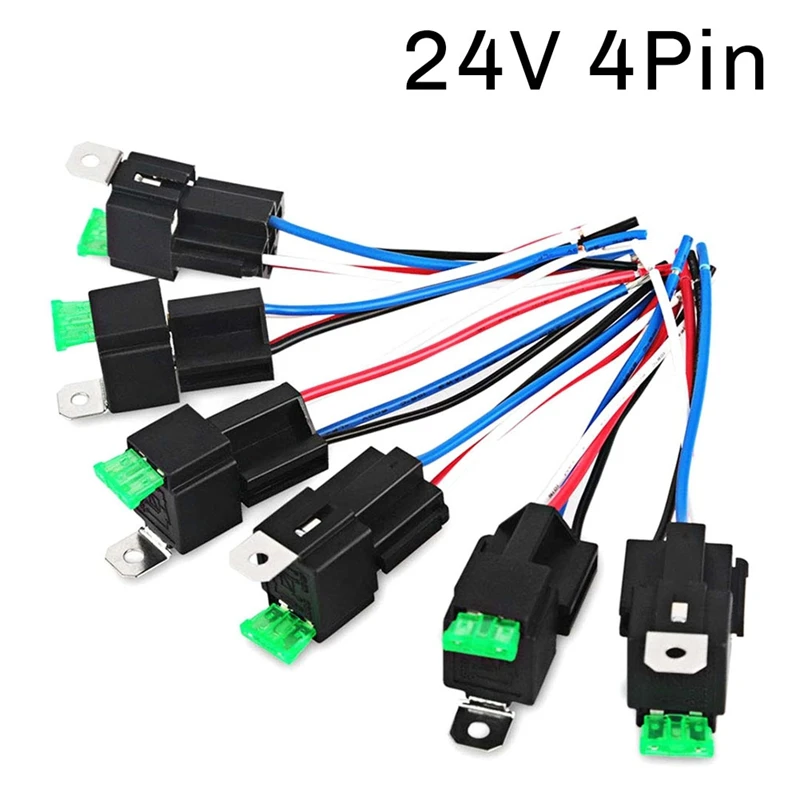 6PCS Copper Terminal Auto Relay 30A Fused On/Off Car Motor Relay With Holder Socket On/Off Fused Relay 4PIN