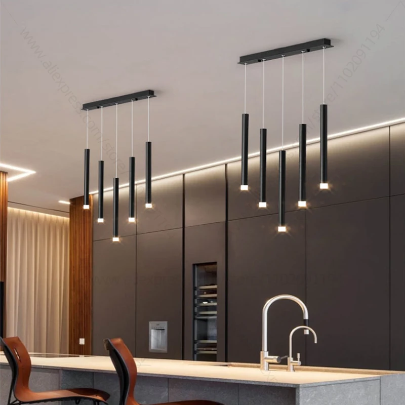 Modern LED Long Strip Type Pendant Minimalist Restaurant Chandelier Bar Counter Decoration Pendent Lamp Bedside Pendant Light