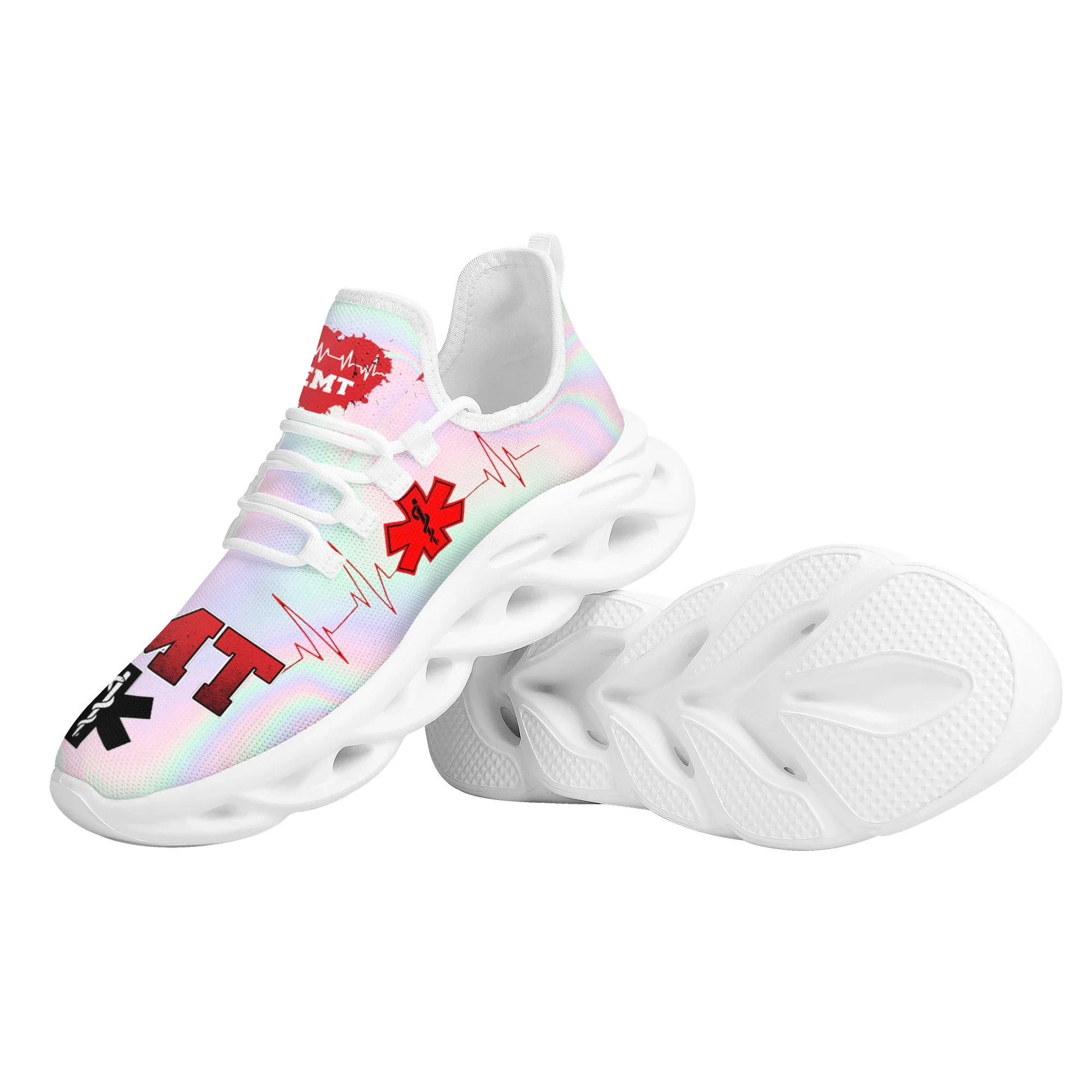 Trippy Paramedic EMT Pattern Mesh Sneakers for Women Autumn Lace Up Flat Shoes Female Casual Footwear Zapatillas