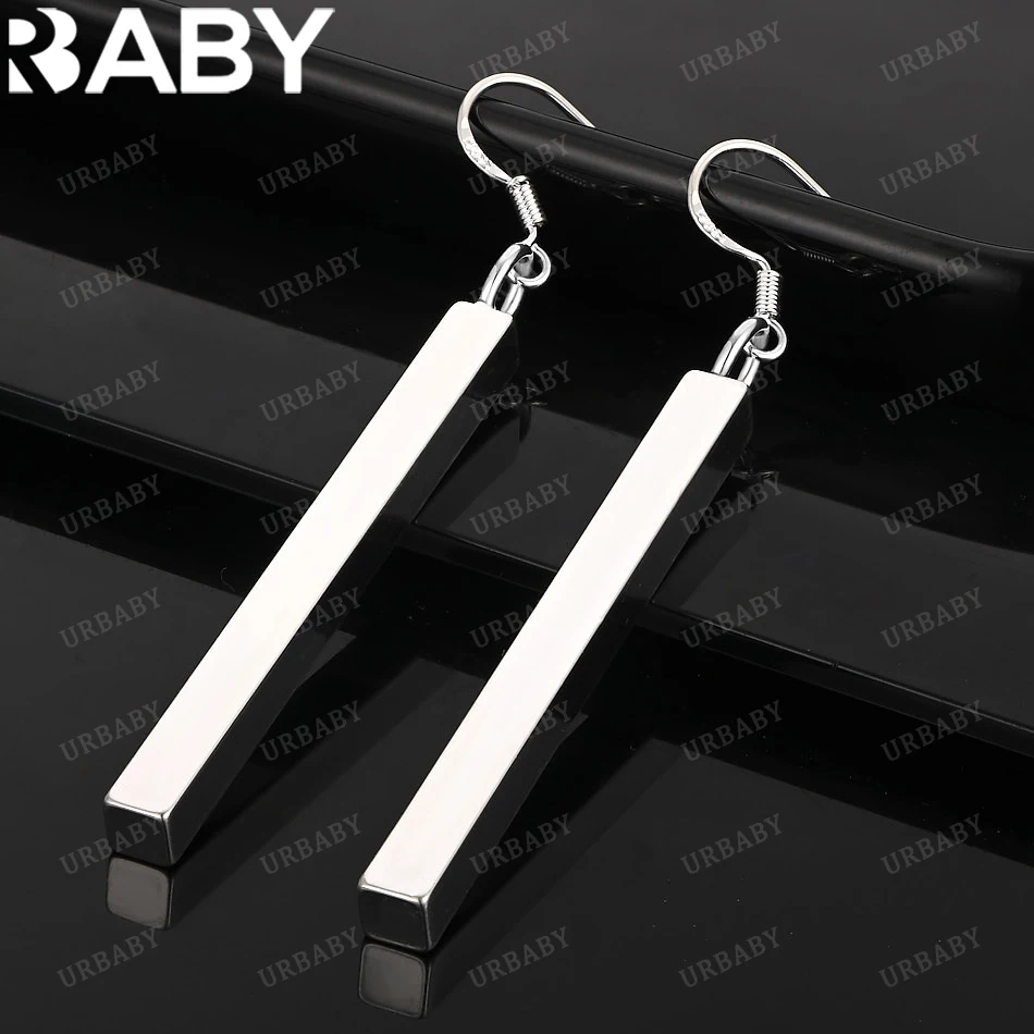 

URBABY 925 Sterling Silver Cuboid Drop Earrings For Women Jewelry Fashion Jewelry Charm Grace Noble Wedding Accessories