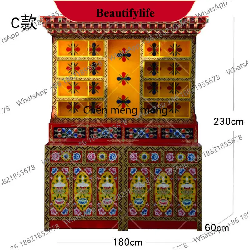 z183 Tibetan-style shrine Buddha  cabinet, the table can be customized to make solid wood hand-painted imitation retro old furni