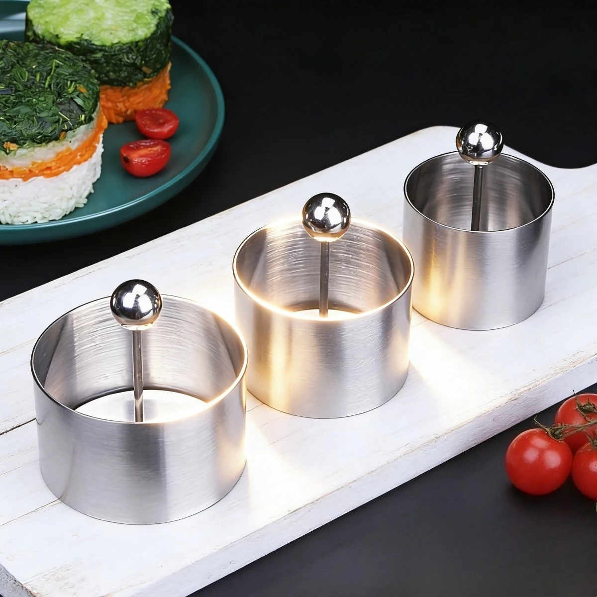 

Round Cake Mousse Ring Stainless Steel Non Stick Easy to Demould Food Mold Versatile for Rice Ball Sushi Baking Kitchen Tool