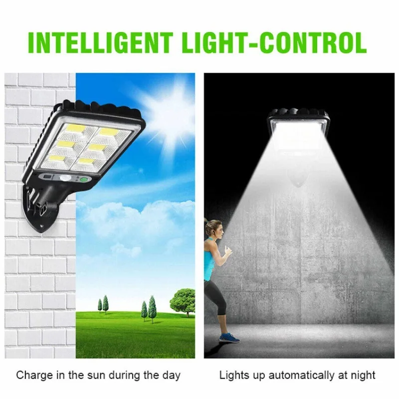 

Outdoor Solar Powered Street Light Waterproof with Human Sensing Remote Control for Courtyard Garden Lighting New Model