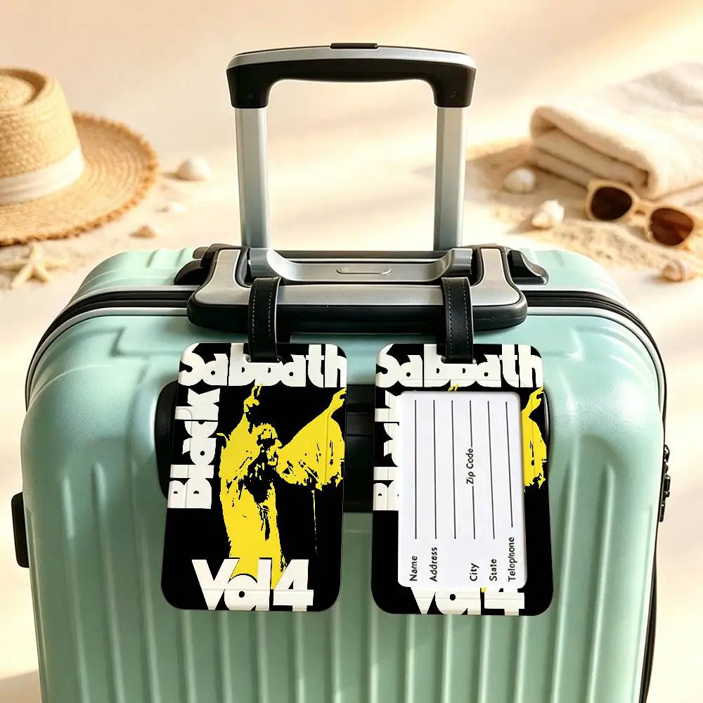 Black Sabbath Band Waterproof PVC Baggage Tag With Info Card Anti lost Identification Tag For Luggage School Backpack