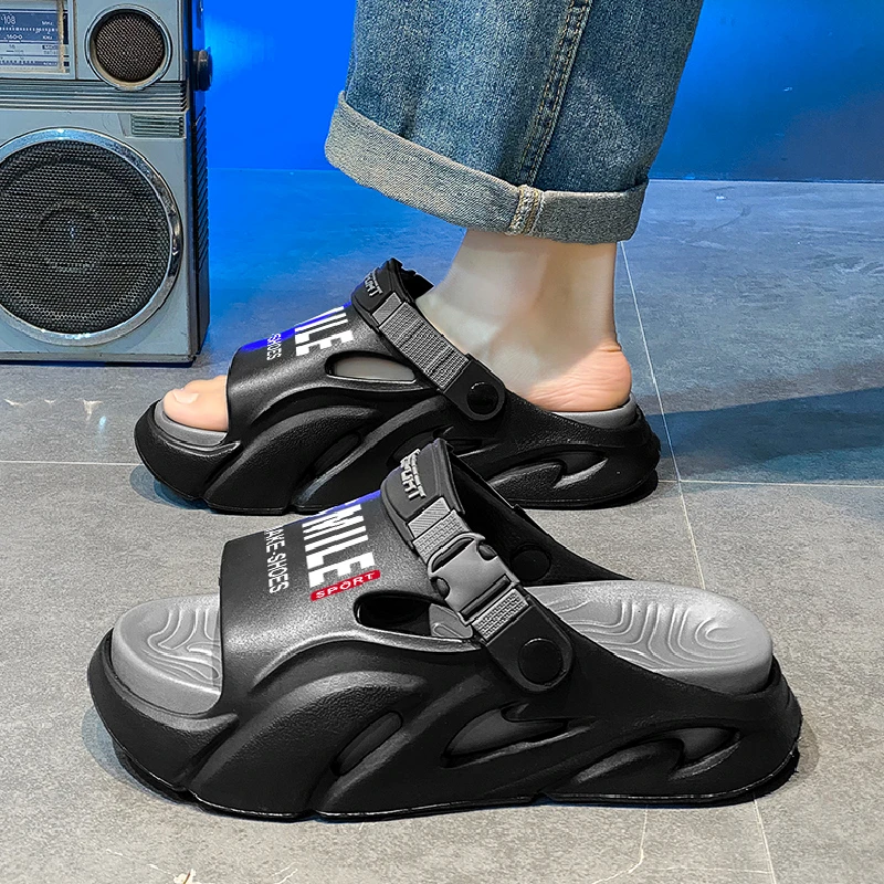 

Men's Summer Outdoor Sports Sandals Anti-Slip Soft Bottom Teenagers Beach Slippers Driving Two-Use Comfortable EVA Flip Flops