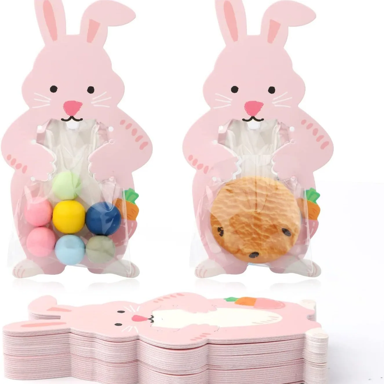 1set Cartoon Rabbit Candy Boxes Rabbit Lollipop Cards for Happy Easter Spring Party Decorations Kids DIY Gifts Packaging Supply