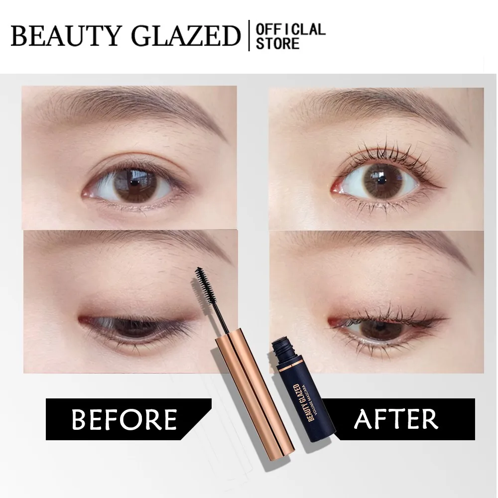 BEAUTY GLAZED Mascara resistente al agua Hypercurl más vendido, mascarilla negra voluminizadora, cosméticos