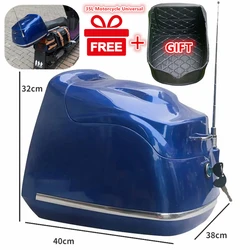 35L Moto Trunk Scooter Toolbox  Retro Motorcycle Tail Box Quick Release Durable Scooter Trunk with Antenna Scooter Toolbox