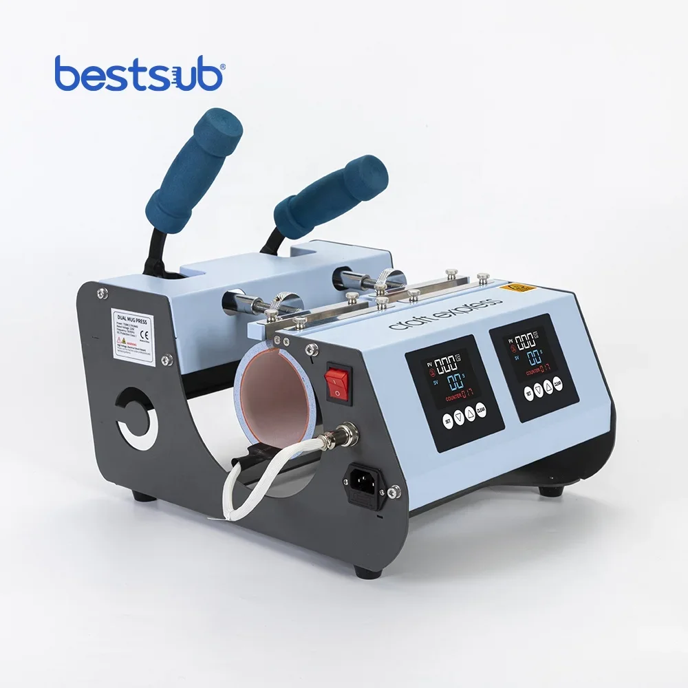 BestSub Wholesale Transfer Tumbler Machine Sublimation Digital Heat Press Machine Printing Two Station Mug Press