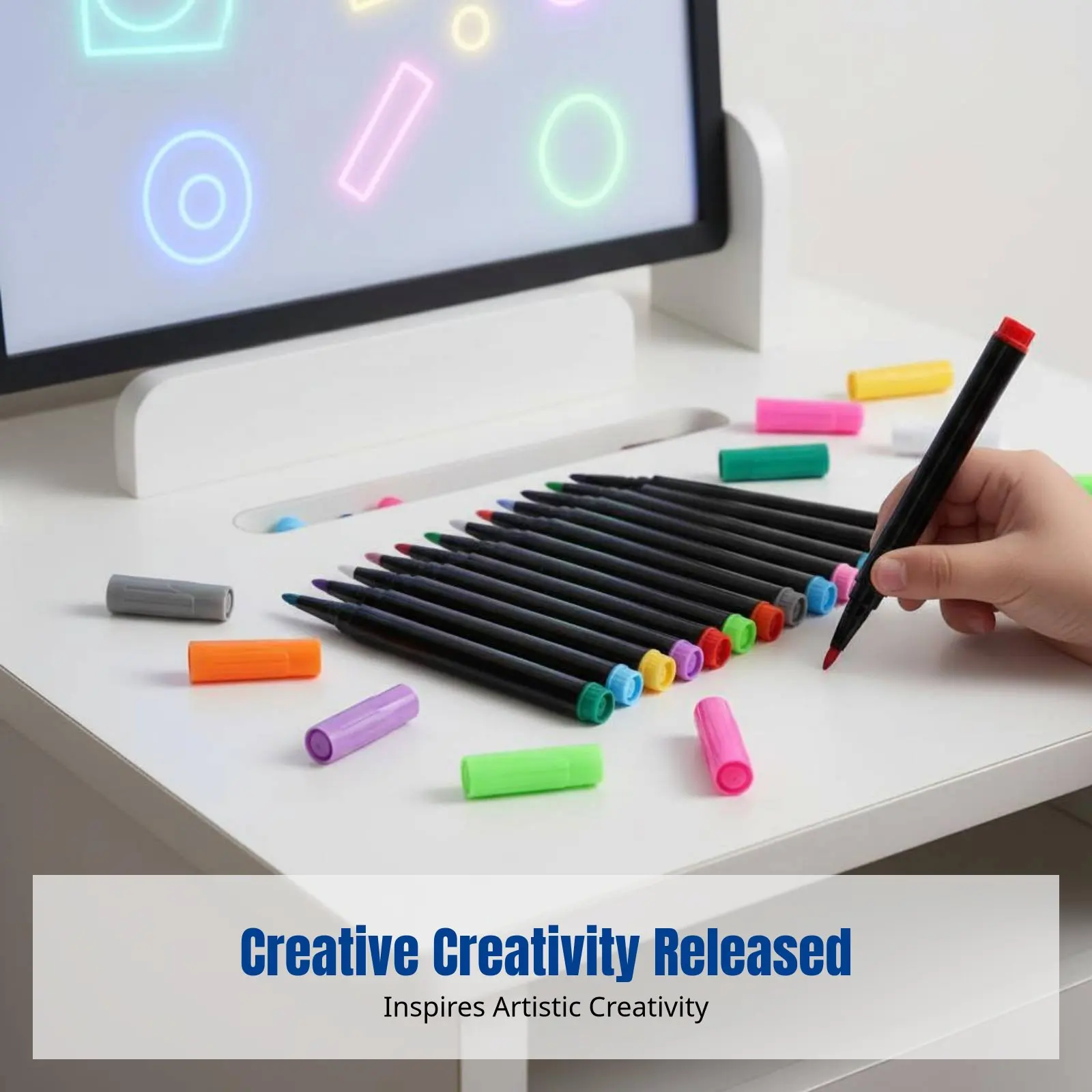 Liquid Chalk Marker, Light-Up Board Pen, Erasable Fluorescent, Water-Based, 12 Colors, Kids Drawing, Round Tip, Multi-Use
