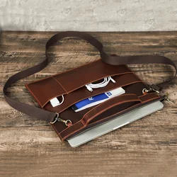 Genuine Leather Laptop Bag Cowhide Leather Laptop Cover For macbook air15 Single Shoulder Multi functional Computer Bag