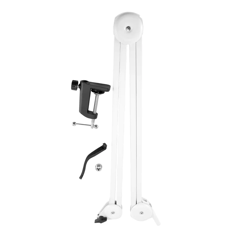 

B27B Microphone Stand Adjustable Suspension Boom Arm With Built-In Spring For Voice Recording White
