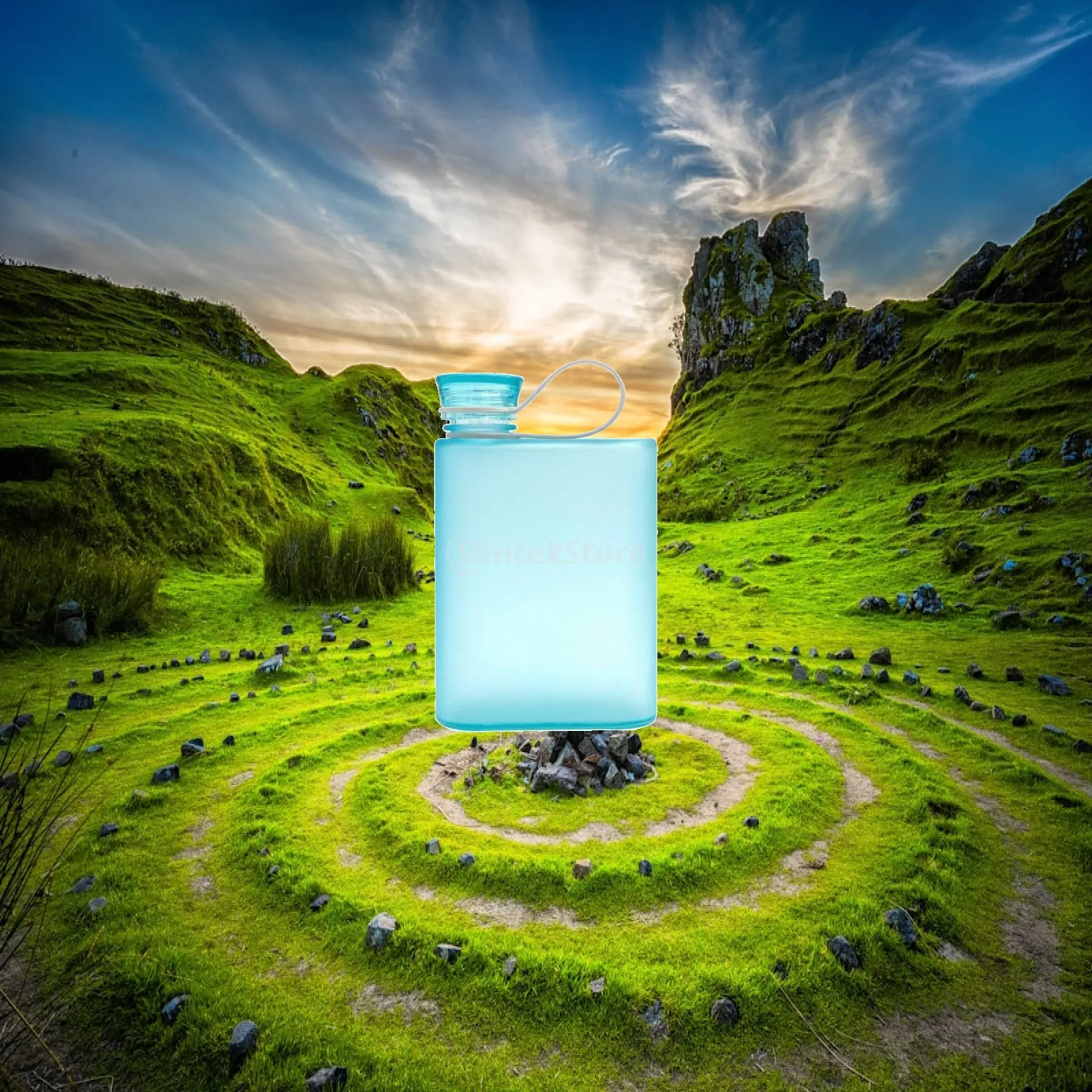 Student Bottle Flat Water Bottle Frosted Rectangular Notebook Shape Portable Clear Travel Drinkware for School and Office