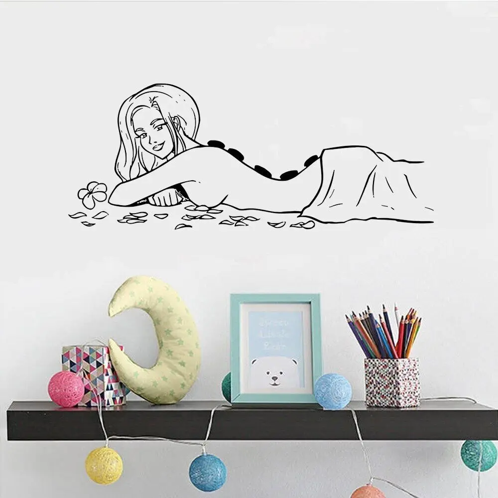 Wall Vinyl Sticker Decals Mural Room Design Pattern Spa Beauty Salon Thai Massage Relax Girl Professional Foot Decoration